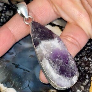 Purple Chevron Amethyst Pendant 2 1/2”